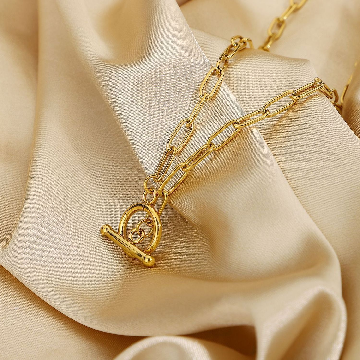 Simple Custom 18K Gold Plated Stainless Steel Chain Necklaces For Women