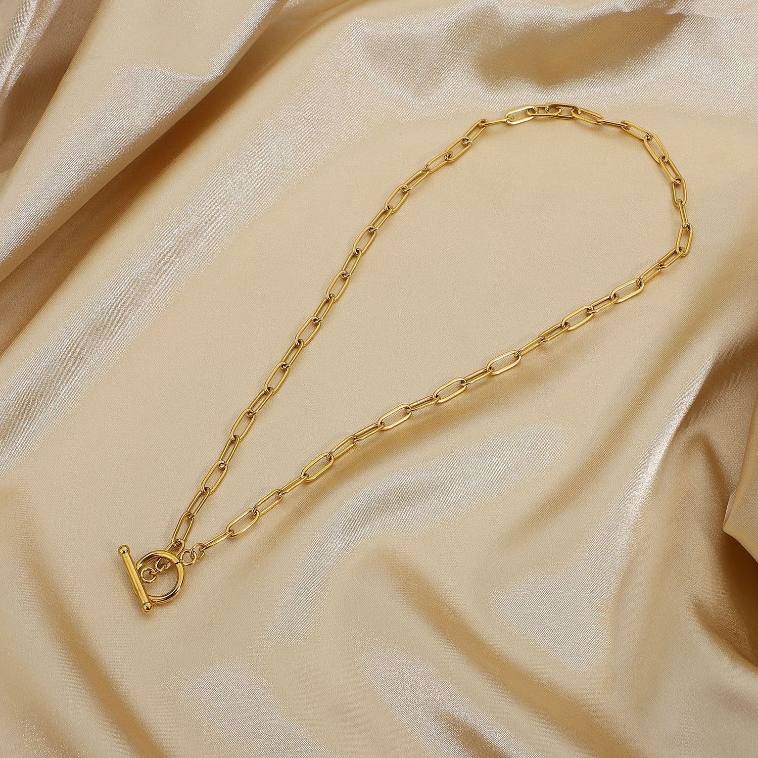 Simple Custom 18K Gold Plated Stainless Steel Chain Necklaces For Women