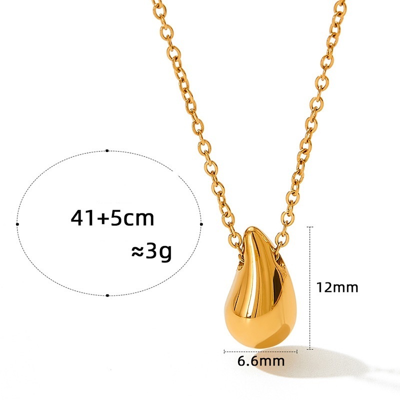 Wholesale Custom 18K Gold Plated Stainless Steel Waterdrop Pendant Necklaces