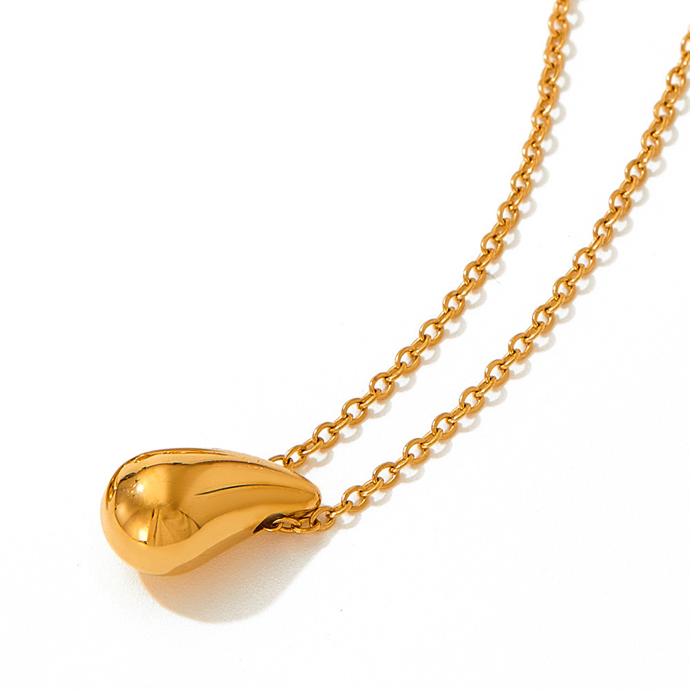 Wholesale Custom 18K Gold Plated Stainless Steel Waterdrop Pendant Necklaces