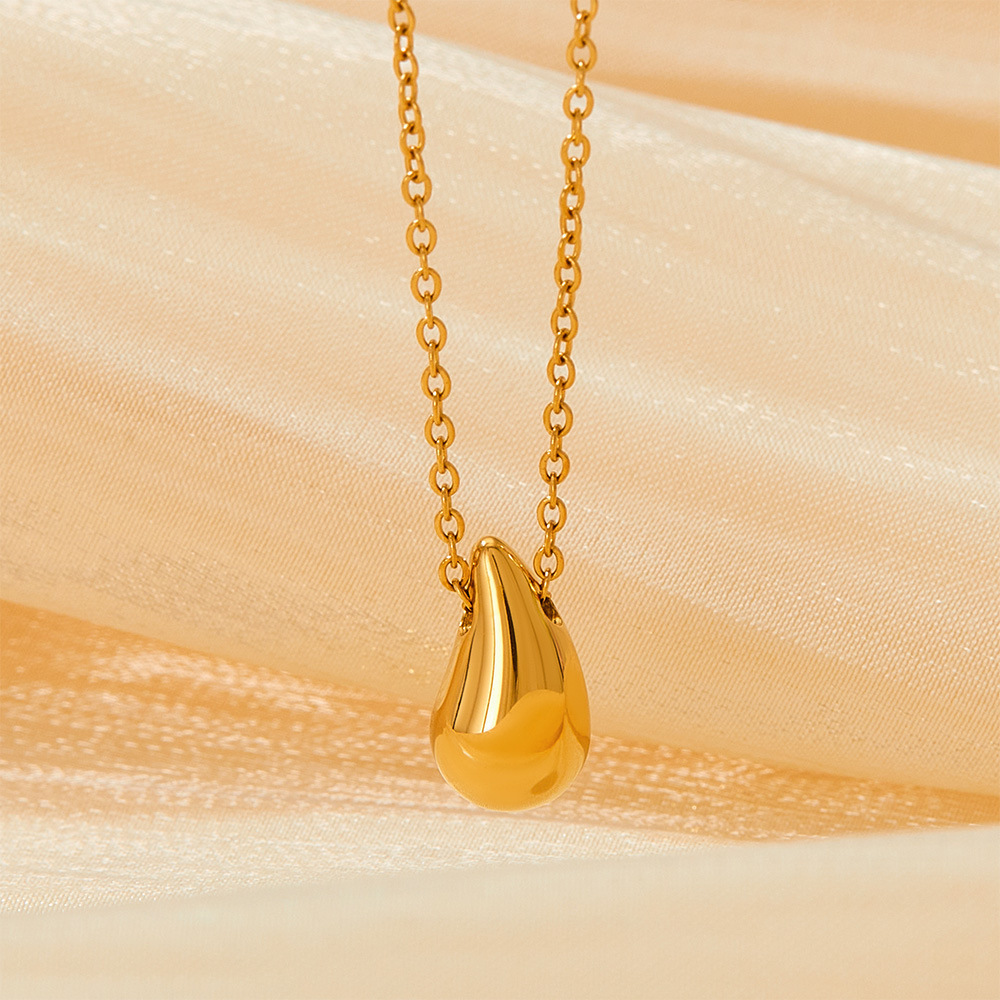 Wholesale Custom 18K Gold Plated Stainless Steel Waterdrop Pendant Necklaces