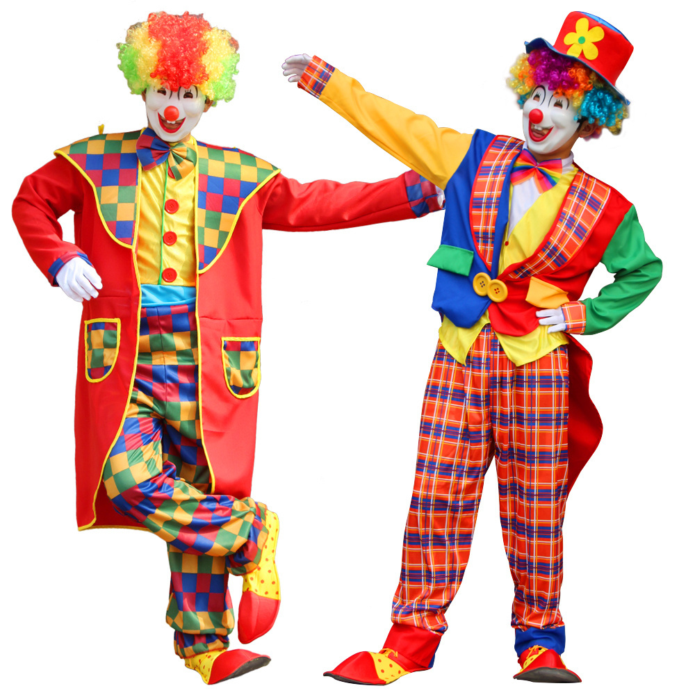 Adult Women Clown Costume Cosplay Costume for Men Jumpsuit Christmas Joker Dress Set Carnival Gift Polyester Unisex Fun Embossed