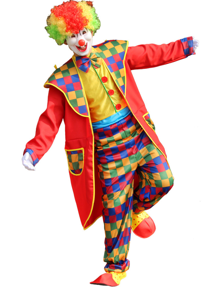 High Quality Halloween Adult Funny Circus Clown Costume for Men Jumpsuit Christmas Joker Dress Set Carnival Gift