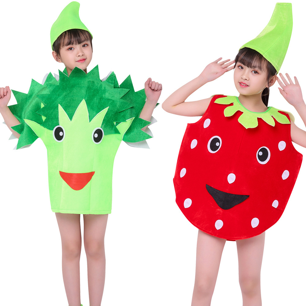 Children's Day Party Sun Raindrop Banana Strawberry Cartoon Fruit Costume Vegetable Halloween Cosplay For Boy Girl Dress