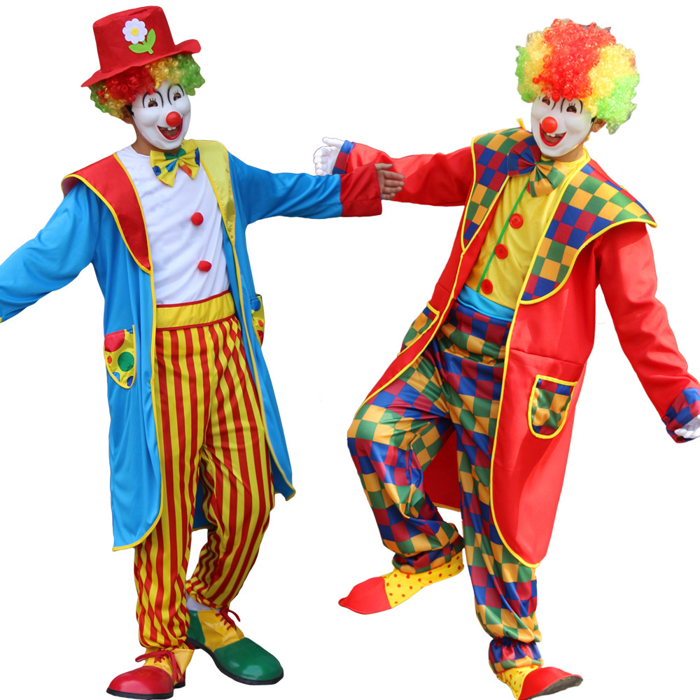 Adult Women Clown Costume Cosplay Costume for Men Jumpsuit Christmas Joker Dress Set Carnival Gift Polyester Unisex Fun Embossed