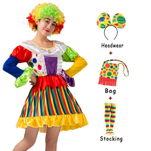 High Quality Fancy Women Clown Costumes for Adult Party Skirt Dress Cosplay Carnival Suit Gift Funny Performance Embossed