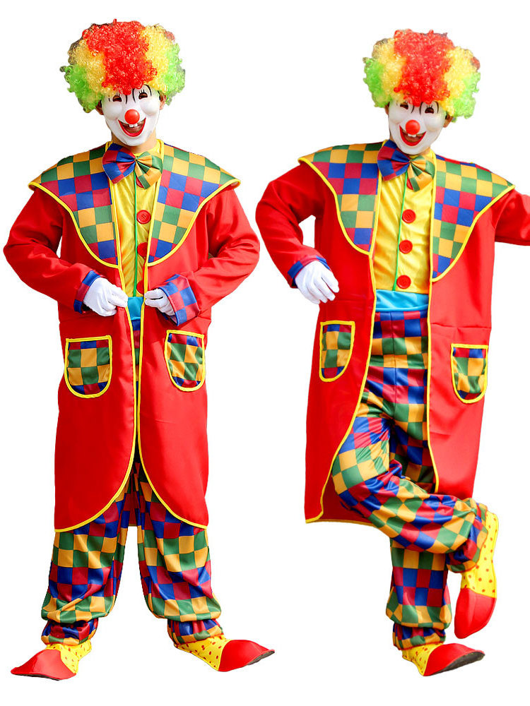 High Quality Halloween Adult Funny Circus Clown Costume for Men Jumpsuit Christmas Joker Dress Set Carnival Gift