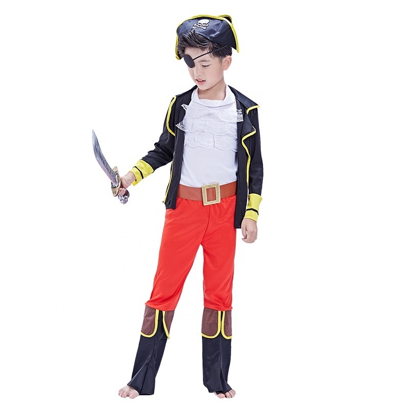 Children's Pirate Captain Costume with Pirate Hat Eyepatch for Kids Pretend Role Play Dress Up