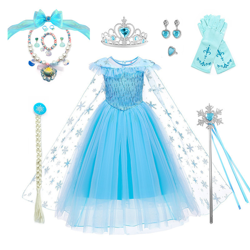 Children Princess Costume Dress UP Kids TV movie Costume Halloween Christmas Party Cosplay Anna Elsa Princess Dress For Girls