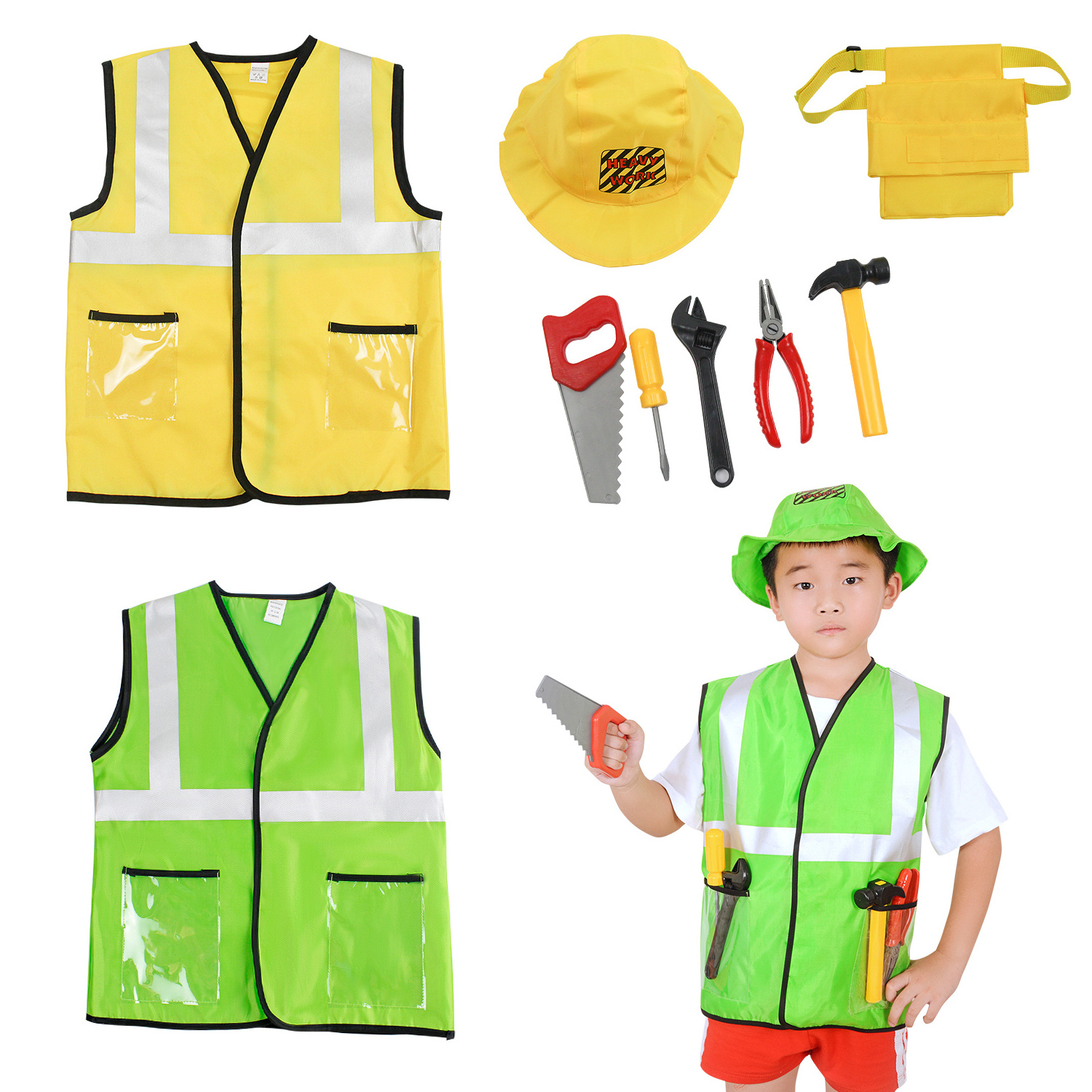 Halloween kids Role Play Builder Costume Engineer Dress Up Set Career Day Cosplay Construction Worker Costume for kids