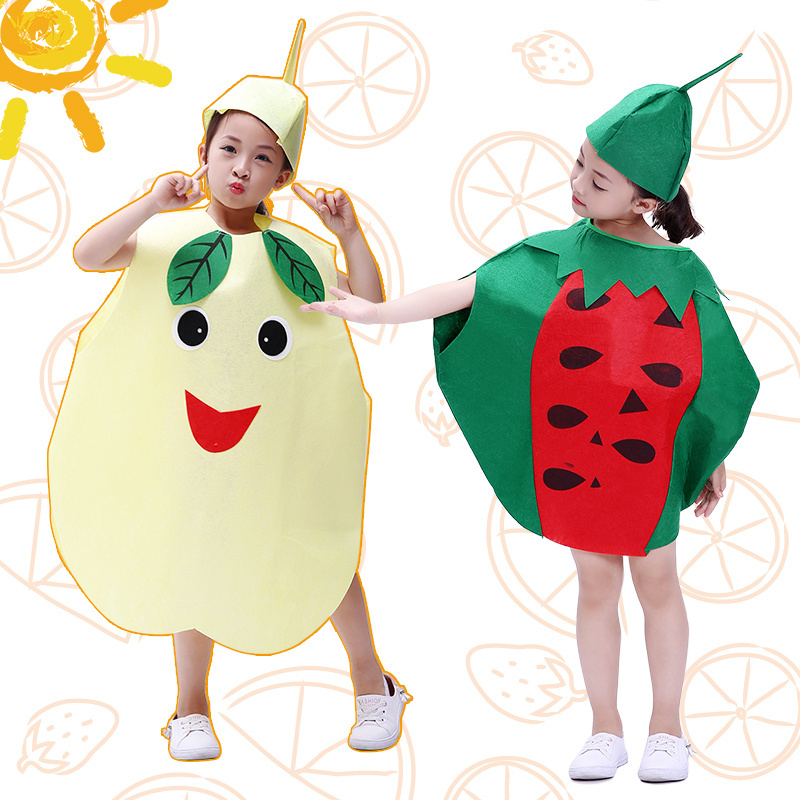 wholesale Kids Funny Fruit Costume Halloween Party Cosplay Fancy Dress Vegetables Pumpkin Stage Performance Costume