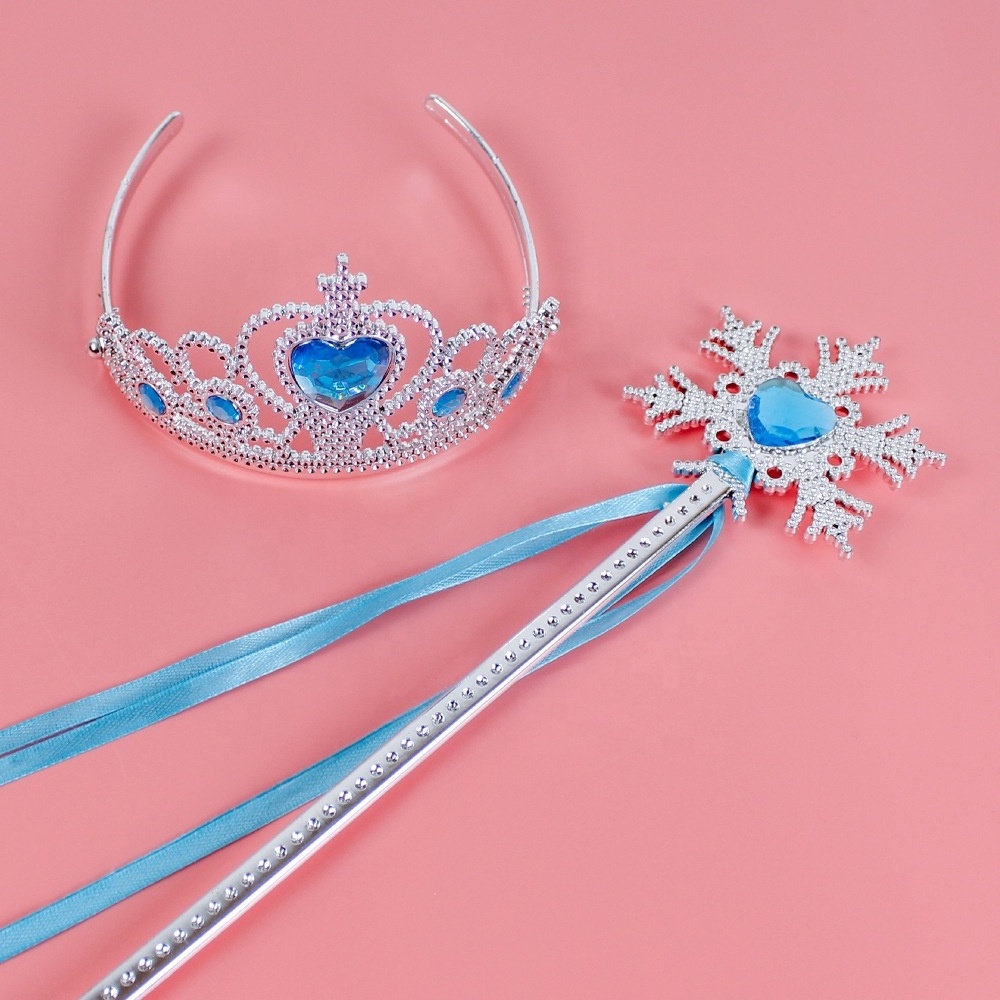 Elsa Princess Dress Up Accessories Crown Tiara and Magic Wand Set for Kids Girls