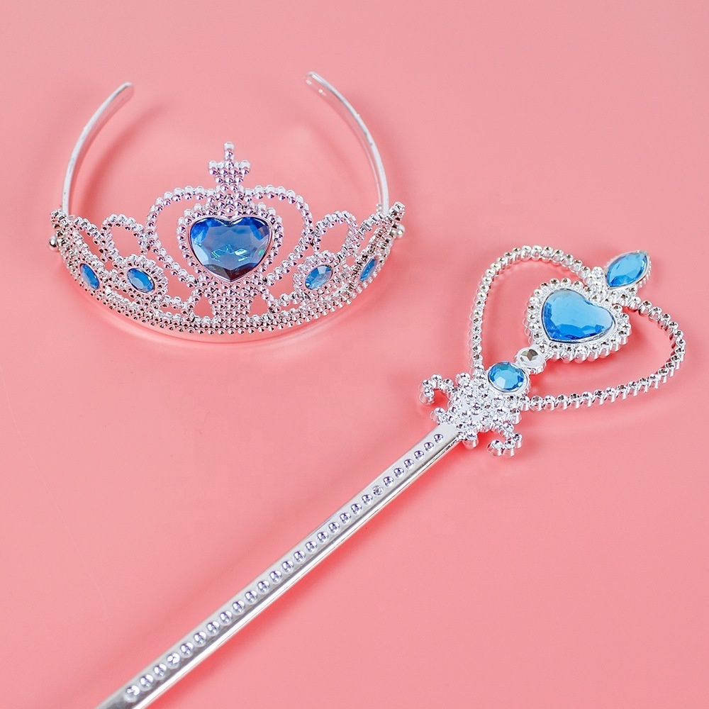 Elsa Princess Dress Up Accessories Crown Tiara and Magic Wand Set for Kids Girls