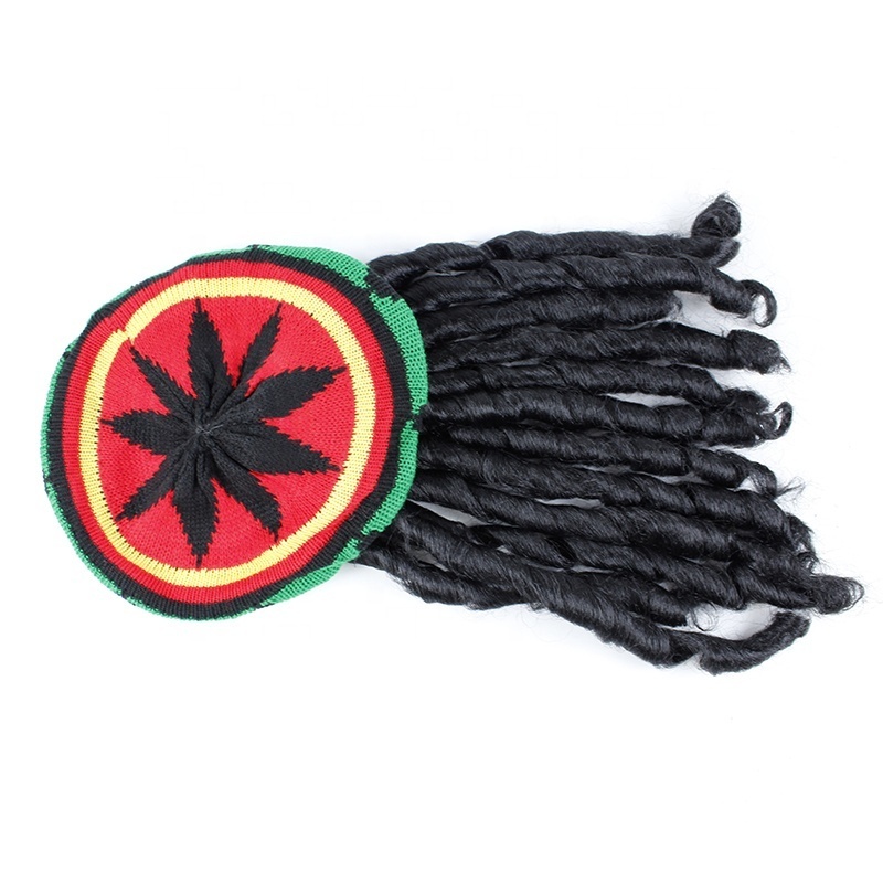 Rasta Hat with Black Dreadlocks Wig Jamaican Reggae Rasta Wig Cap for Costume Accessory