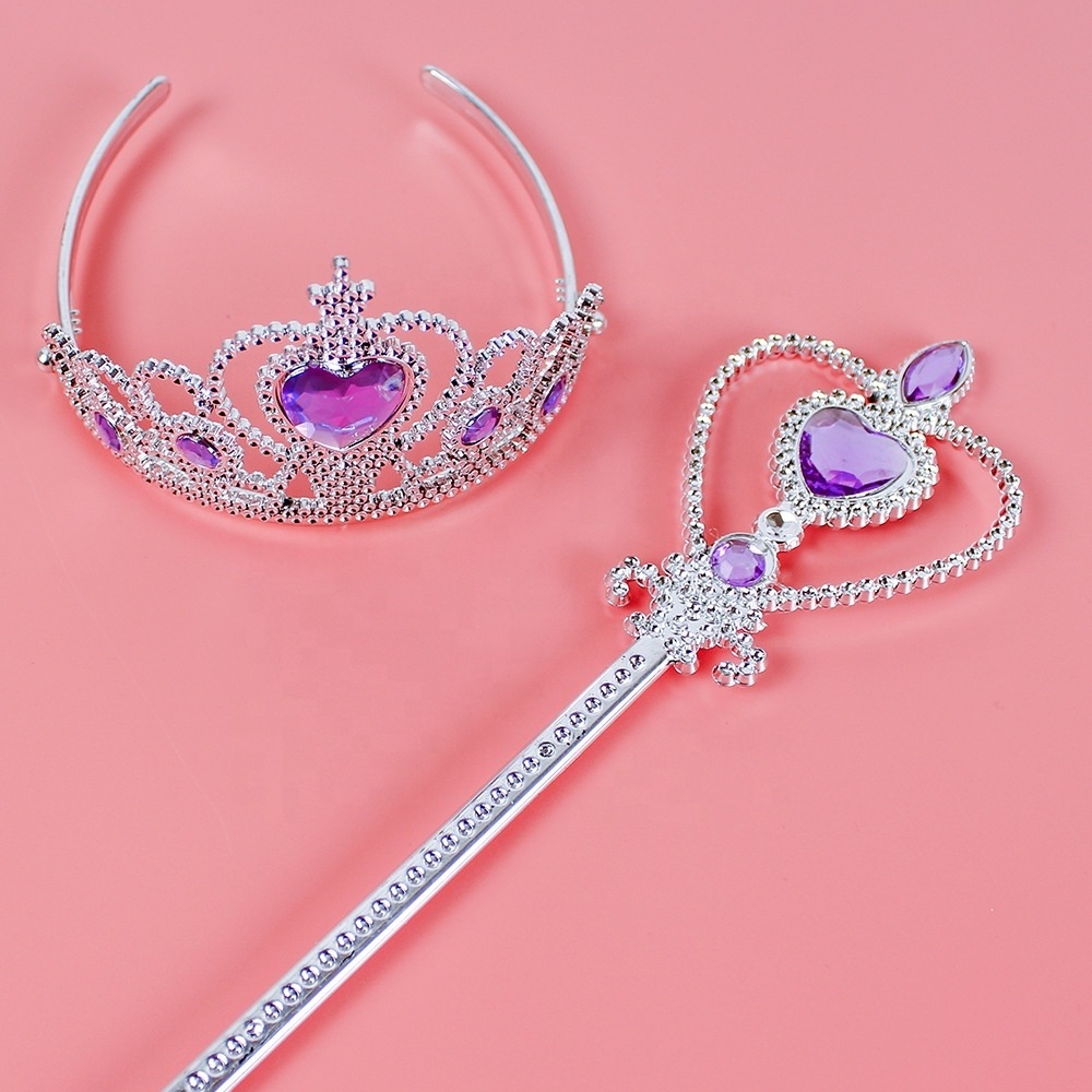 Elsa Princess Dress Up Accessories Crown Tiara and Magic Wand Set for Kids Girls