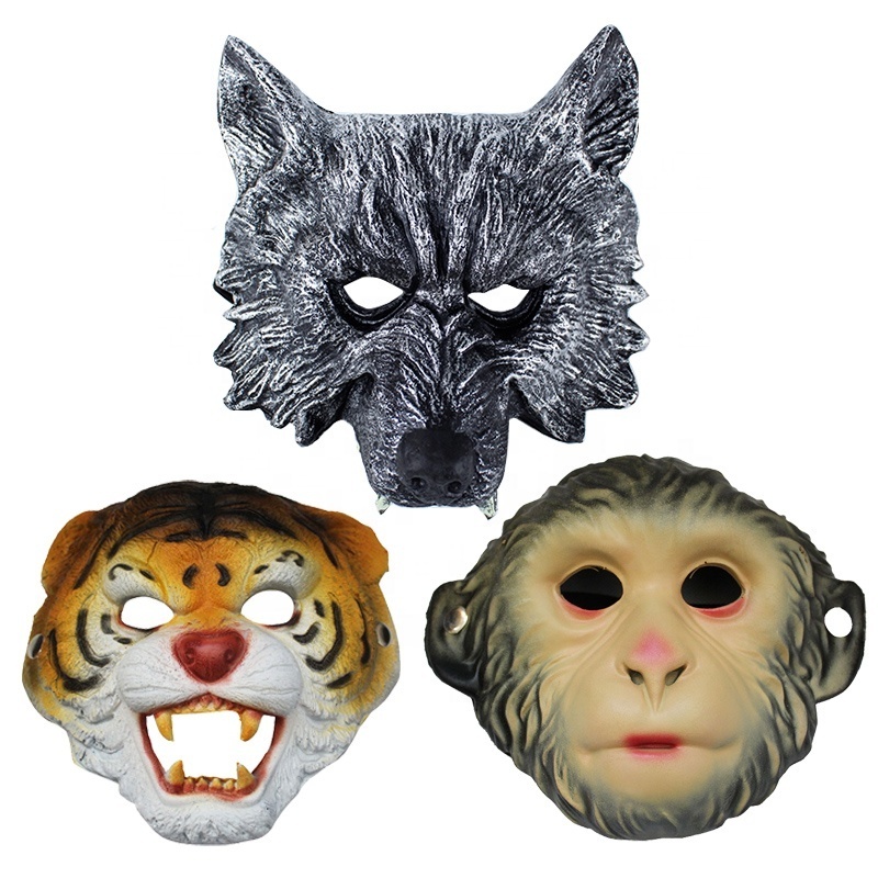 Wolf Mask Halloween PU Foam Full Face Werewolf Mask Tiger Monkey Animal Masquerade Mask for Cosplay Costume