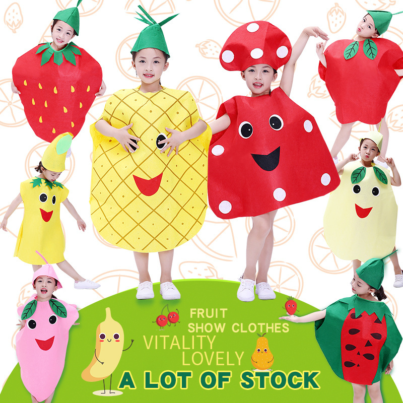 wholesale Kids Funny Fruit Costume Halloween Party Cosplay Fancy Dress Vegetables Pumpkin Stage Performance Costume