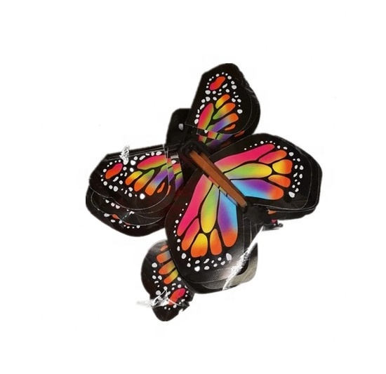 funny rubber band powered  magic rainbow flying paper butterfly