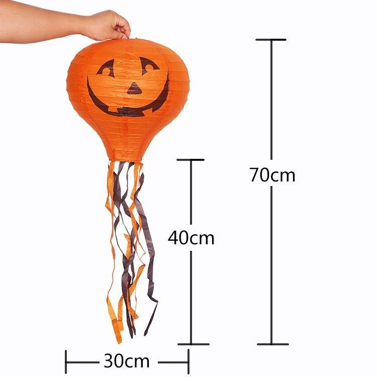 Halloween hot air balloon decoration round paper lantern Ghost Festival paper lantern jack-o '-lantern with hotel hanging props