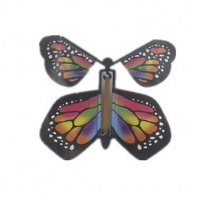 funny rubber band powered  magic rainbow flying paper butterfly