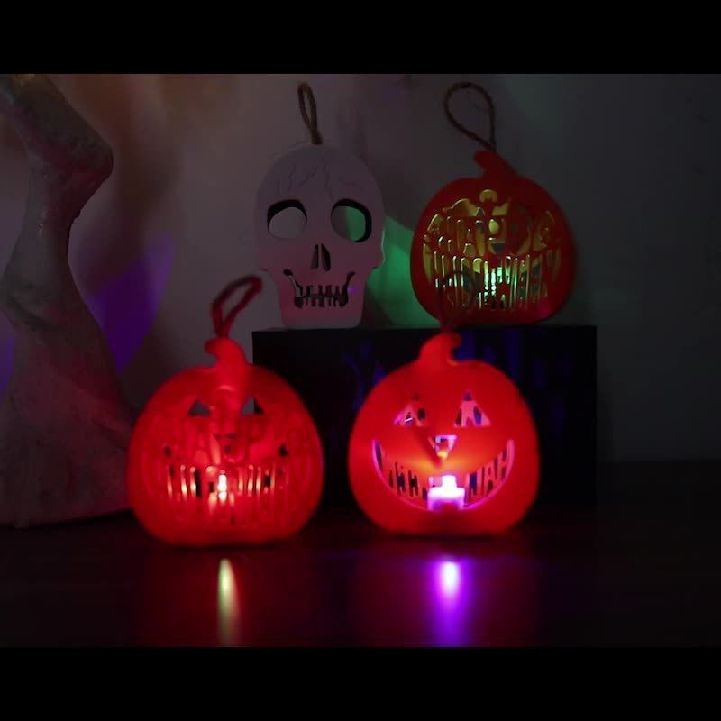 Hand lantern venue atmosphere layout props LED colorful electronic skull candle light Halloween jack-o '-lantern