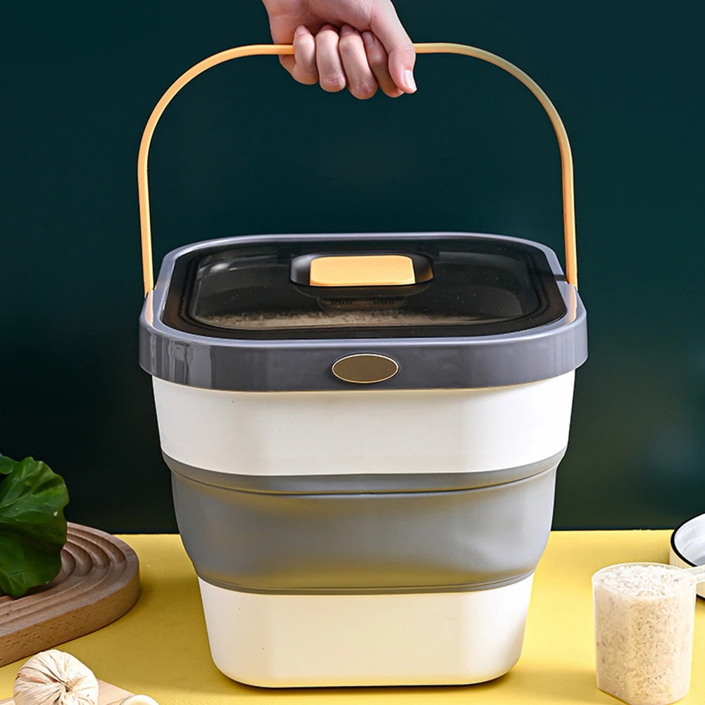 Plastic Folding Rice Food Container Storage Boxes Bins with Lids Buckets Flour Grain Dispenser