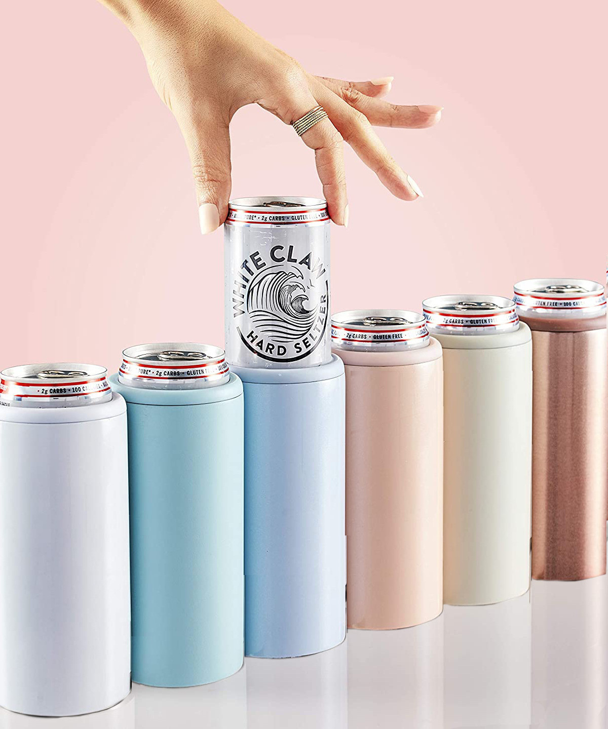 12oz Stainless Steel Can Sleeve Skinny Can Cooler for Slim Beer & Hard Seltzer Double Wall Vacuum Insulated Drink Holder