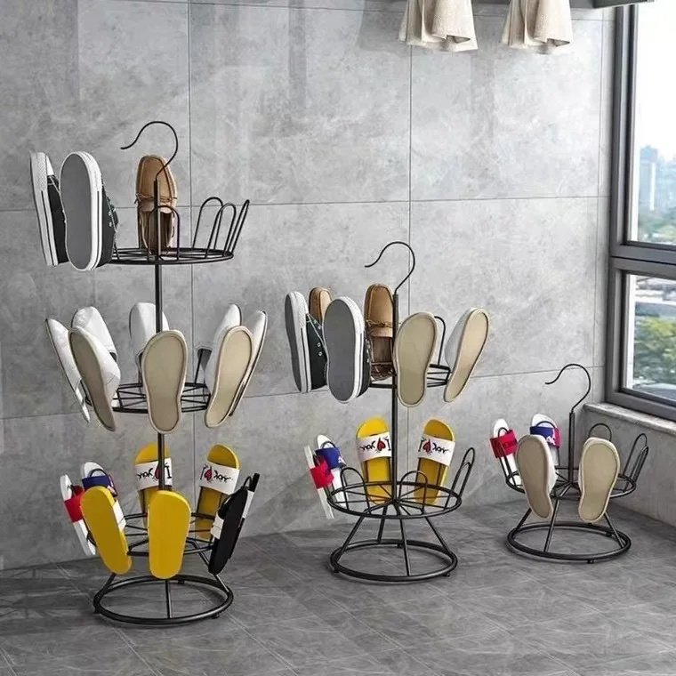 Balcony Household Simple Slippers Rack Outdoor Floor Shoe Rack Rotating Iron Shoes Drying Rack