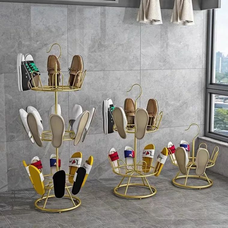 Balcony Household Simple Slippers Rack Outdoor Floor Shoe Rack Rotating Iron Shoes Drying Rack