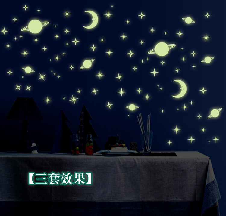 Glow In Dark Stickers Waterproof vinyl material Luminous Moon Dots Stars Wall Ceiling Decal stickers