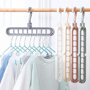 Cheap Plastic Hanger Drying Rack Rotatable Coat Clothes Folding Multi Layer Hangers Space Saving 9-Hole Foldable Hanger