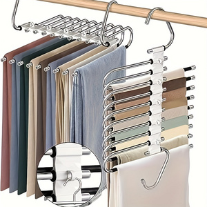 Multifunctional Pants Hanger 5 or 9 Layers Telescopic Magic Folding Hanger for Wardrobe Organizer