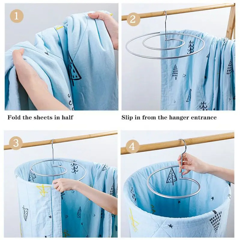 Outdoor Clothes Hanger Spiral Quilt Sheet Drying Clothes Rack for Balcon Laundry Storage Organization