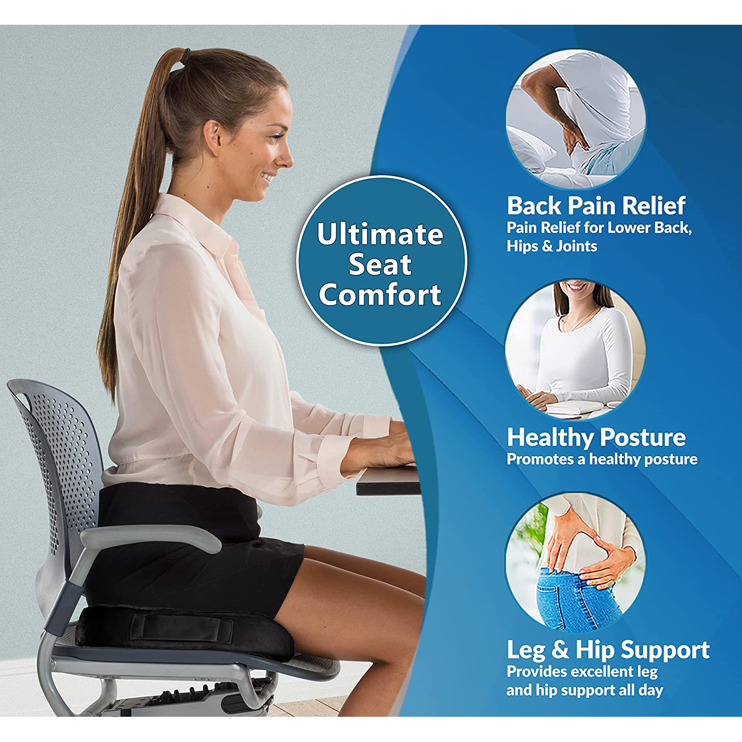 Cheaper price Office Chair Coccyx Orthopedic Cooling Comfort Silicone Car Gel Memory Foam Seat Cushion