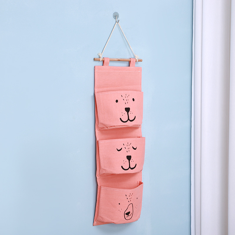 Dorm Living Room Bathroom Home Fabric Wall Closet Organizer Hanging Storage Bag 3 Pocket Hanging Organizer