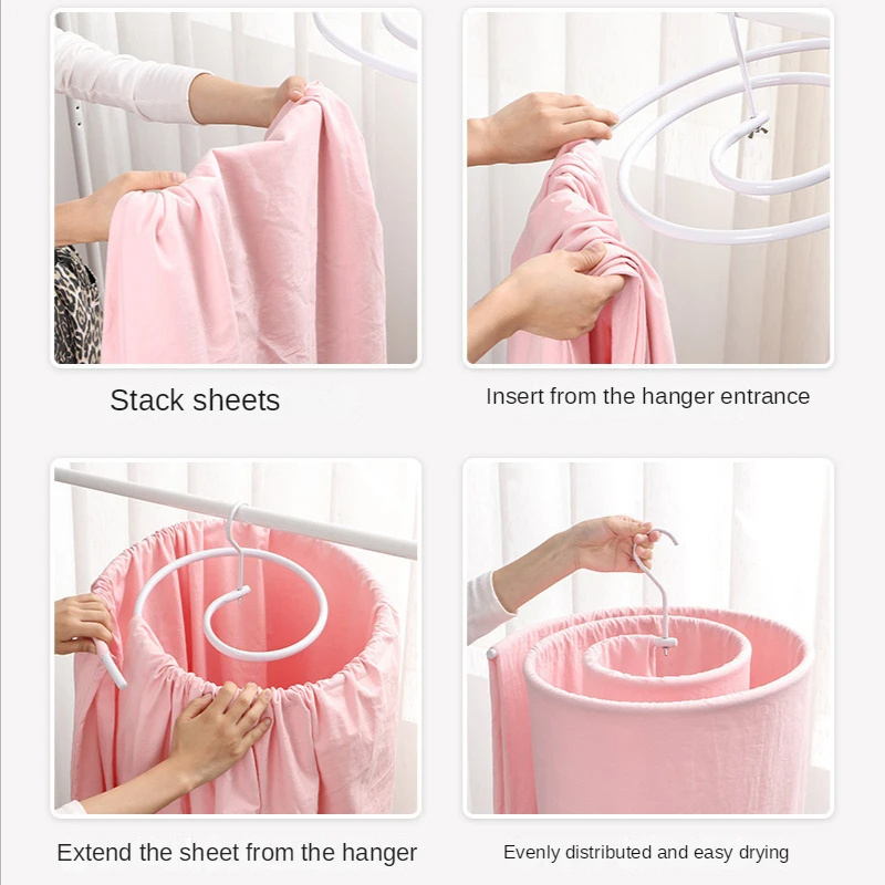 Outdoor Clothes Hanger Spiral Quilt Sheet Drying Clothes Rack for Balcon Laundry Storage Organization