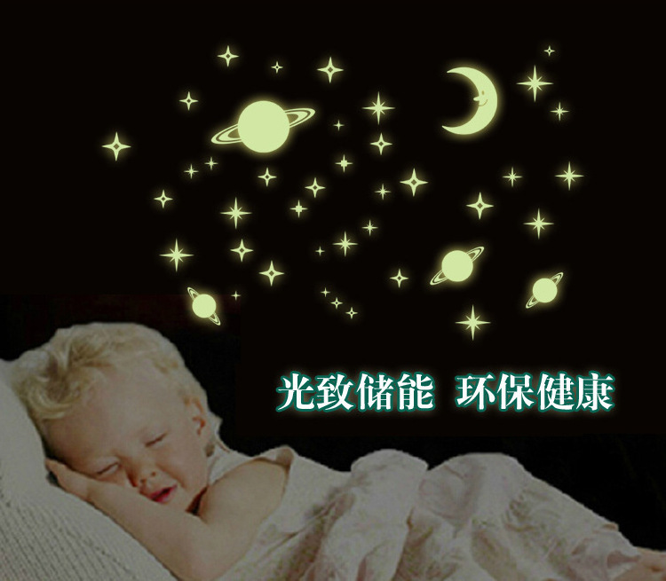 Glow In Dark Stickers Waterproof vinyl material Luminous Moon Dots Stars Wall Ceiling Decal stickers