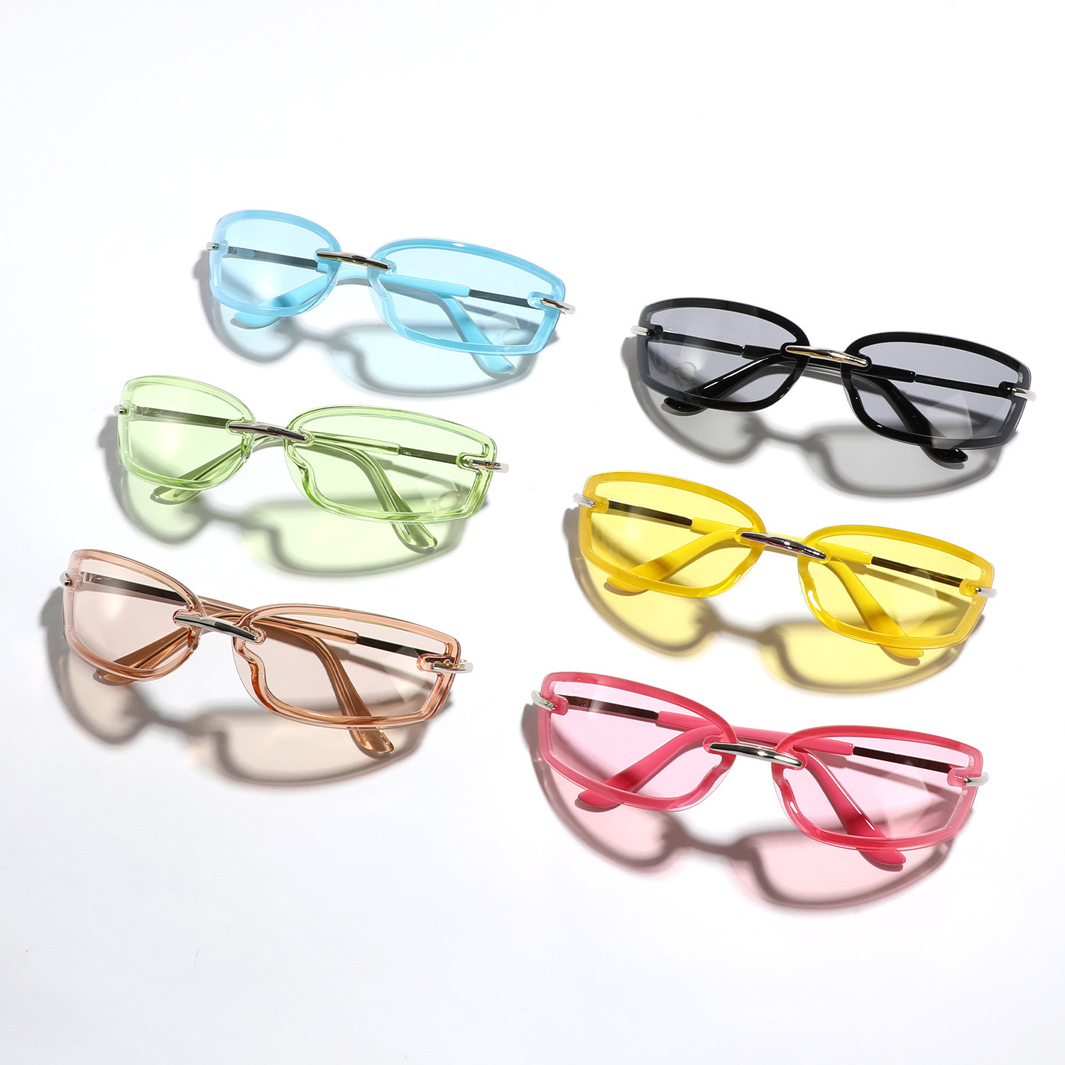 Y2428 new color sun visor curved small frame sunglasses Y2K sweet cool trend hip-hop Sunglasses