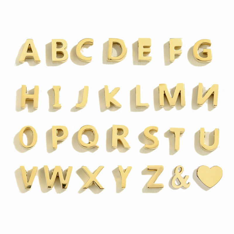 Fashion DIY jewelry accessories 1.8mm hole initial pendant 26 alphabet stainless steel letter pendant