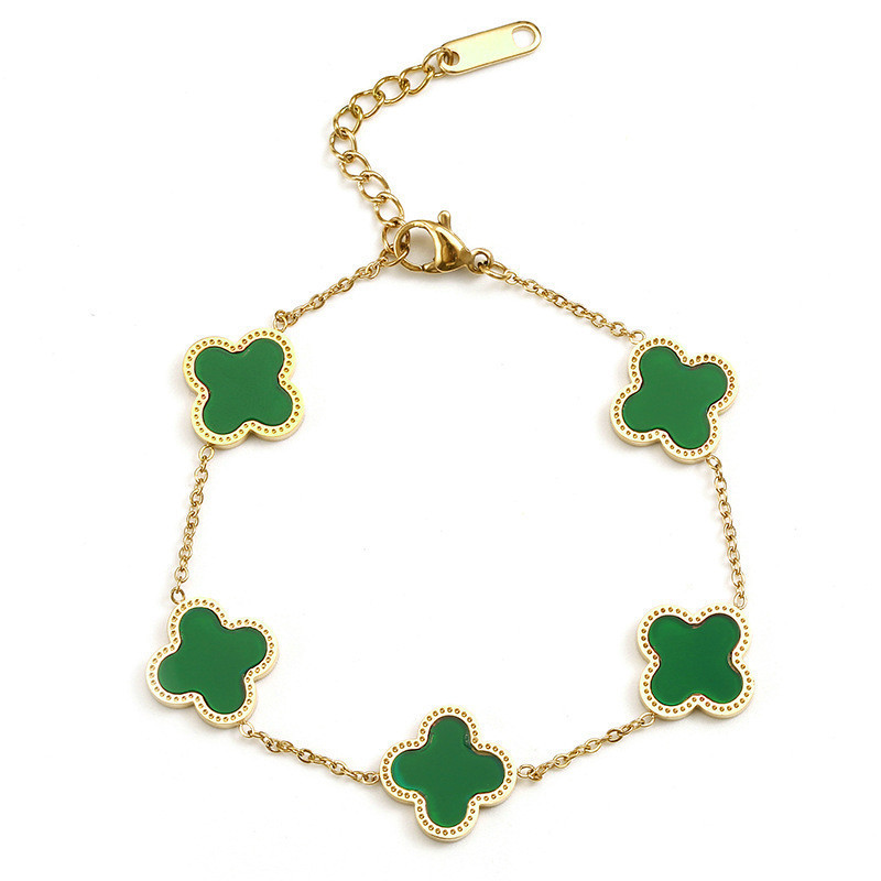 Fashion women jewelry 18k gold filled stainless steel four leaf clover bracelet