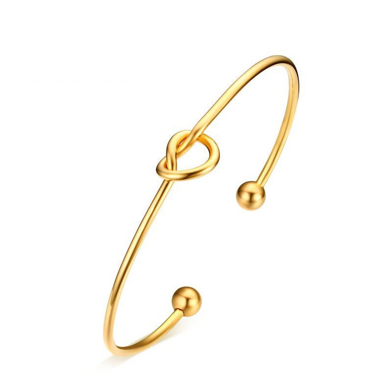 Fashion women jewelry stainless steel wire bangle 18k gold cuff knot bangle bracelet