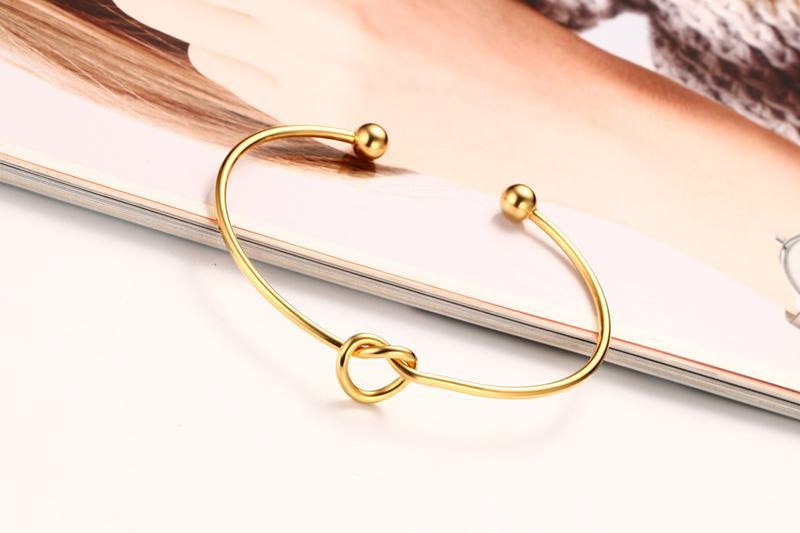 Fashion women jewelry stainless steel wire bangle 18k gold cuff knot bangle bracelet