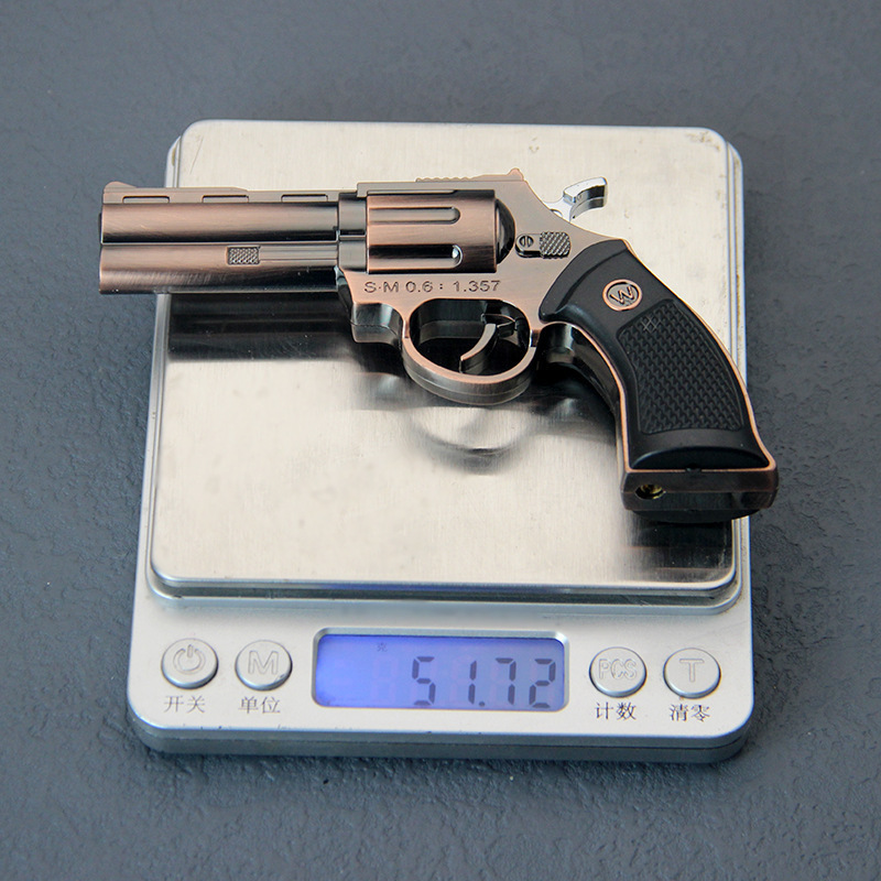 Fuya Revolver Refillable Lighters Red Flame Inflatable Pistol Model Cigarette Gun Lighter