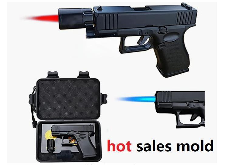 Fuya Refillable Jet Flame Inflatable Metal Pistol Model Cigarette Gun Torch Glock Lighter