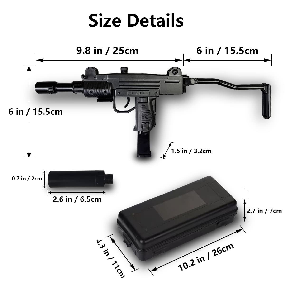 Fuya UZI Refillable Lighter Jet Flame Inflatable Gun Model Cigarette Gun Shape Adjustable Lighter