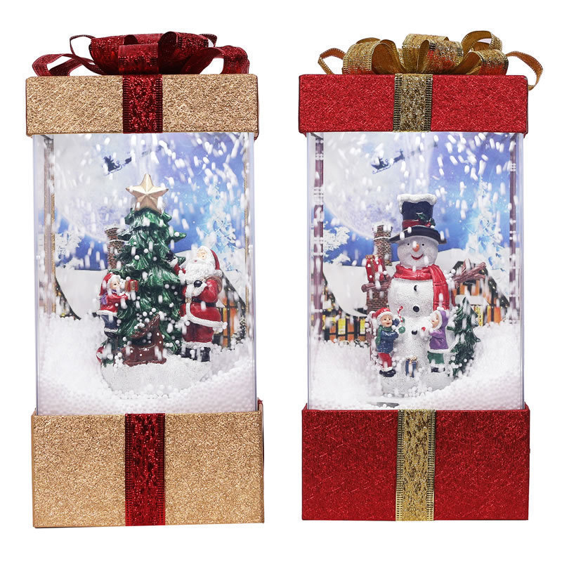 Best Selling Christmas Snow Music Gift Pack Lights Snow Lights Home Set Decorations Lighting Led Gift Box For Home