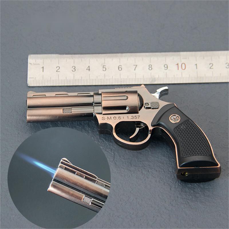 Fuya Revolver Refillable Lighters Red Flame Inflatable Pistol Model Cigarette Gun Lighter