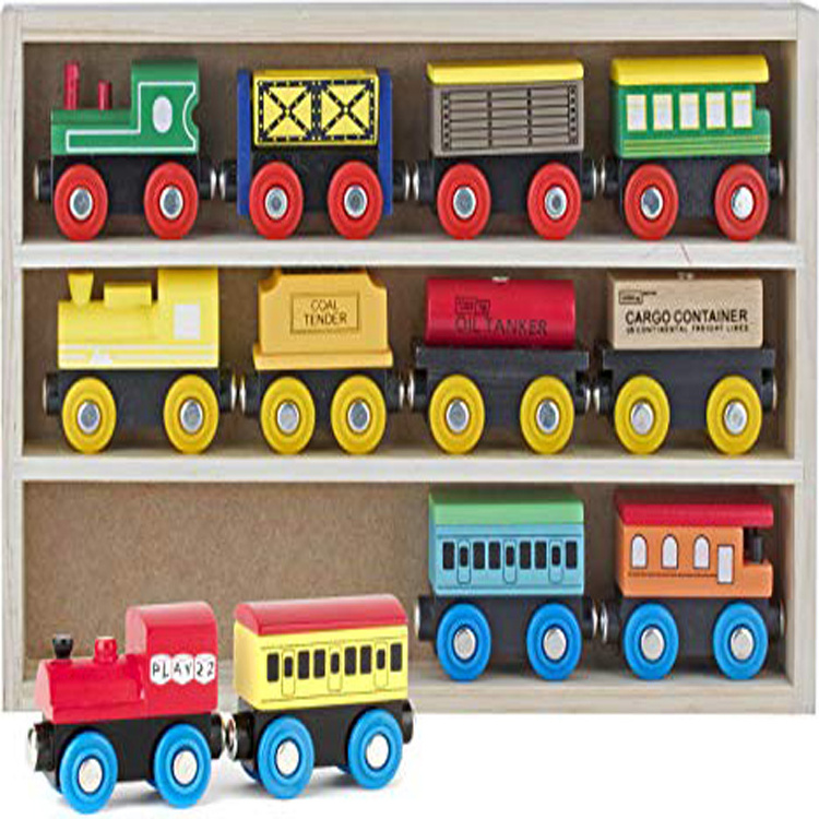 2023 New arrival 12 PCS magnetic set wooden train toy set for different train track