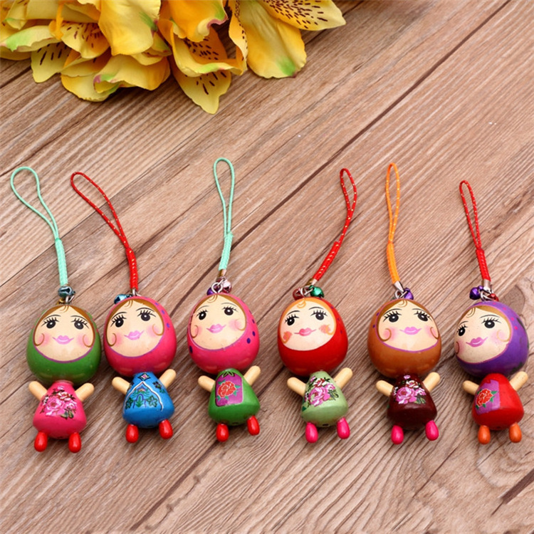 Russian puppet pendant creative wooden crafts wooden home decoration cute doll keychain toys