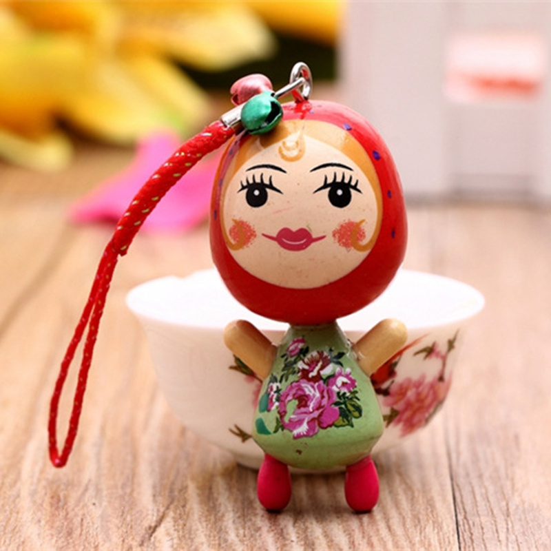 Russian puppet pendant creative wooden crafts wooden home decoration cute doll keychain toys